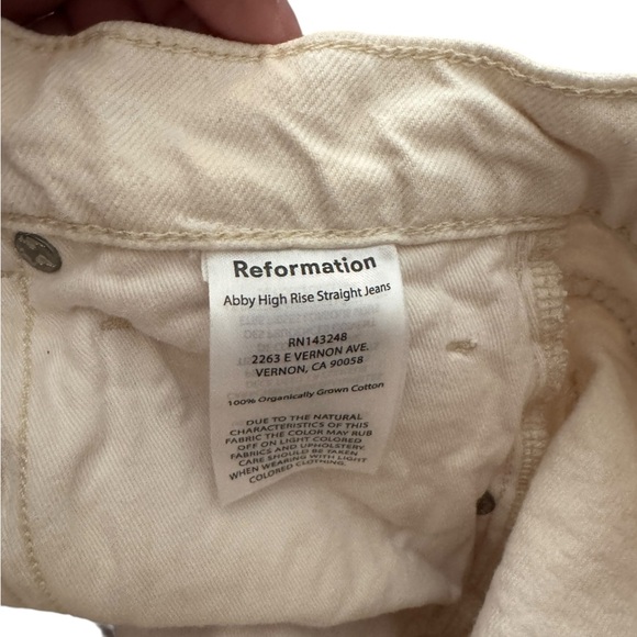 REFORMATION Abby High Rise Straight Leg Jeans Ivory Woman’s Sz 29 - Picture 5 of 8
